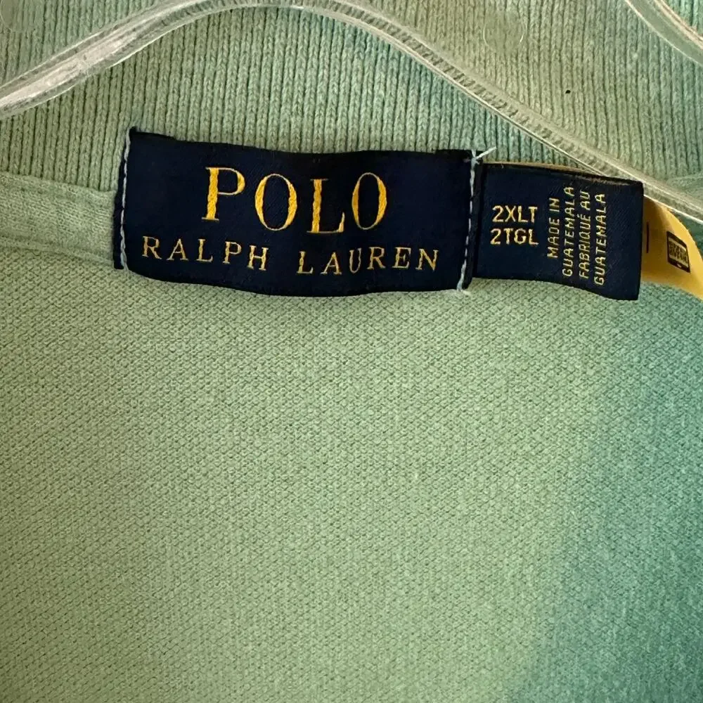POLO Ralph Lauren Polo Shirt Mens Size 2XLT 2X Tall Mint Green Cotton Golf